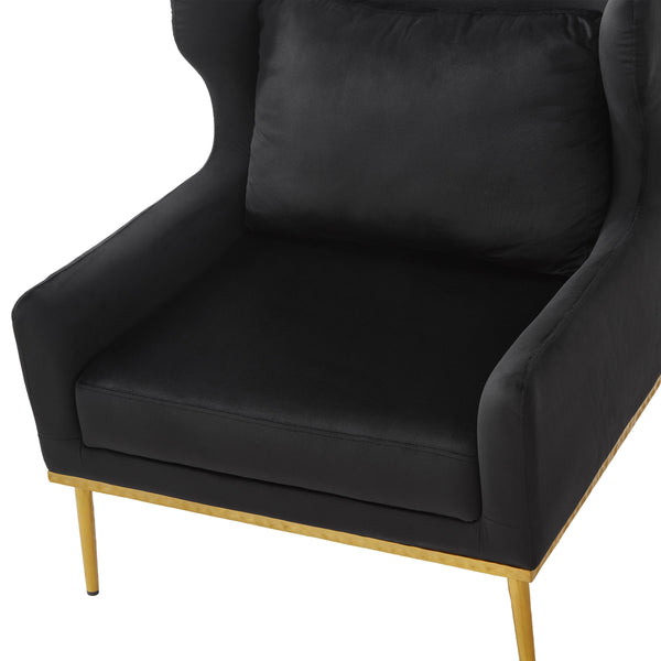 English Elm Modern Velvet Accent Chair Curved Arms Plush Cushion Upholstered Seat for Living Room Black N763P360686B