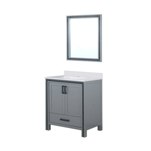 English Elm Dark Grey Bath Vanity Set With Cultured Marble Top, Soft-Close Storage & Coordinating Mirror - 30" W B2731S00809