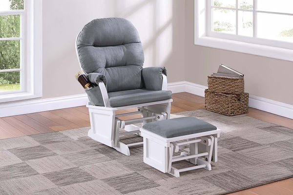 English Elm Glider Gray Microfiber Reclining Chair with Ottoman - Luxurious Smooth Gliding, Solid Wood Base, Pocket B011P375971
