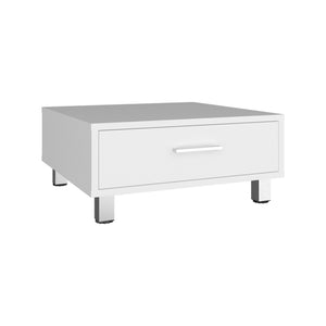 English Elm Modern Square Coffee Table with Storage Drawer and Metal Legs for Studio Living B200P474565