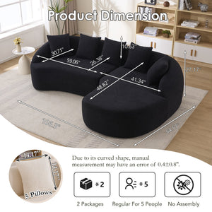 English Elm New Modular Chenille Sectional with Deep Curved Chaise and High-density Foam Seating W2231S00054