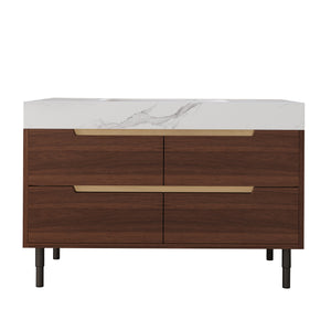 English Elm This Farmhouse Vanity Pairs Sintered Stone with Soft-close Drawers for a Refined Bath W3136S00023