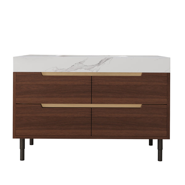 English Elm This Farmhouse Vanity Pairs Sintered Stone with Soft-close Drawers for a Refined Bath W3136S00023