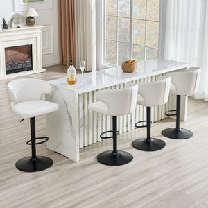 English Elm Modern Oil Wax Upholstered Swivel Barstool Set with Lumbar Support and Chrome Base Black White W2920S00132