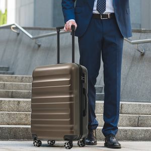 English Elm 6-piece Abs Hardshell Suitcase Set with Spinner Wheels Nested Storage Travel Ready Brown N730P262652G