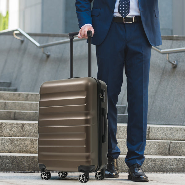 English Elm 6-piece Abs Hardshell Suitcase Set with Spinner Wheels Nested Storage Travel Ready Brown N730P262652G