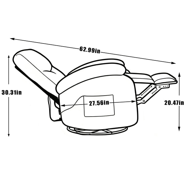 English Elm Hot Massage Rocking Swivel Lounge Chair with Heat Lumbar Support and Cup Holder W5029P388741