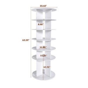 English Elm Rotating Shoe Rack Tower - 6-Tier 360° Spinning Organizer For 24 Pairs, Space-Saving Design, White W2699P270163-GIGA