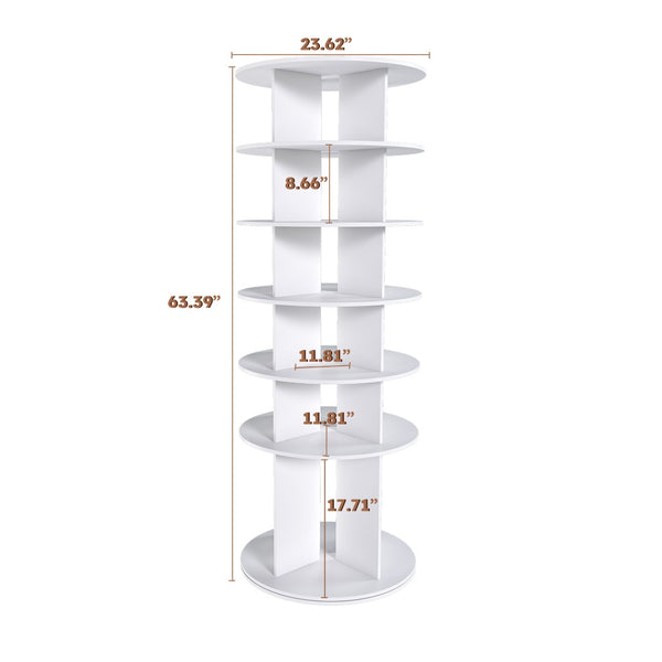 English Elm Rotating Shoe Rack Tower - 6-Tier 360° Spinning Organizer For 24 Pairs, Space-Saving Design, White W2699P270163-GIGA