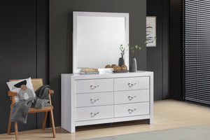 English Elm Moreland Six Drawer Dresser White Laminate Glam Chrome Bedroom Storage Chest B078P497906