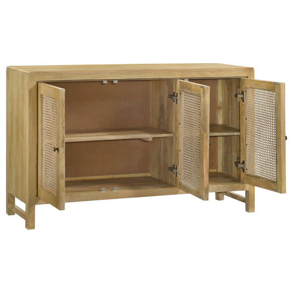 English Elm Ashton Solid Mango Wood Accent Cabinet with Woven Cane Doors and Brass Hardware B062P451992