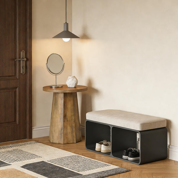 English Elm Wooden Round Side Table Compact Farmhouse End with Scratch Resistant Surface T3971P452664