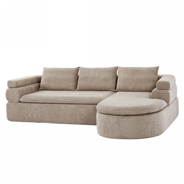 English Elm 106" L-shaped Sectional Sofa Modular Chaise Lounge Neutral Fabric Living Room Almond N771P396321V_N771P396322V
