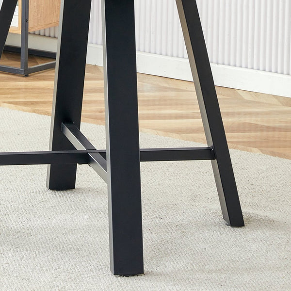 English Elm Table Modern Minimalist 42" Round Dining Set With 4 Ergonomic Pu Leather Chairs In Gray & White W1151S03394-GIGA