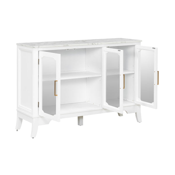 English Elm Christopher Knight Home® - Storage Cabinet - Stylish 3-Door White Design For Entryway, Living Room, Or Dining Area Storage Solutions N780P330602K