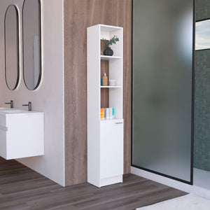 English Elm Parks Linen Bathroom Storage Cabinet Tall 70.8" White Engineered Wood 6-Shelf One-Door Organizer B070P188844