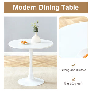 English Elm 31.9"hourglass-shaped Round Table White Mdf Top Nordic Style for Dining or Office W1151P256807