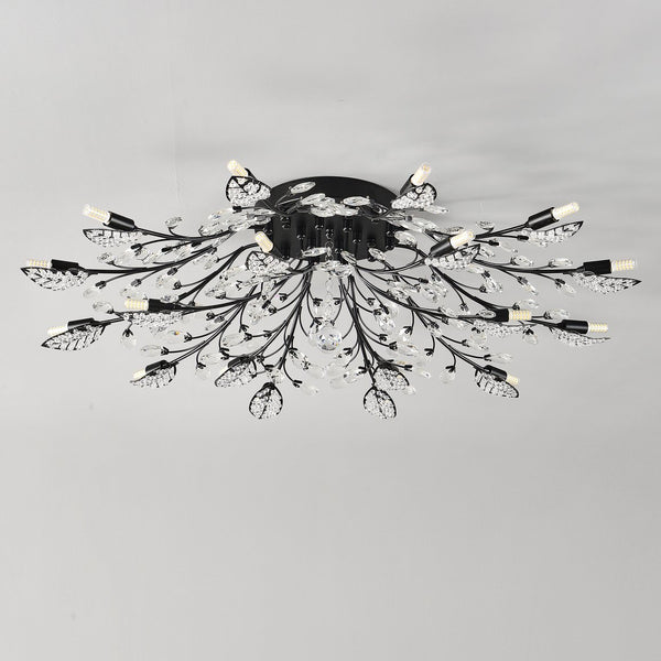 English Elm 18-light Matte Black Rectangular Chandelier Seeded Glass Farmhouse Dining Room Fixture W5008P466524