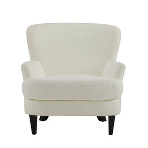 English Elm Christopher Knight Home® - Gerald Boucle Upholstered Club Chair with Tapered Birch Legs, Tonal Piping and Cozy Texture Off-White+Black 32.25 L x 27.75 W x 20.75 H N776P243710W