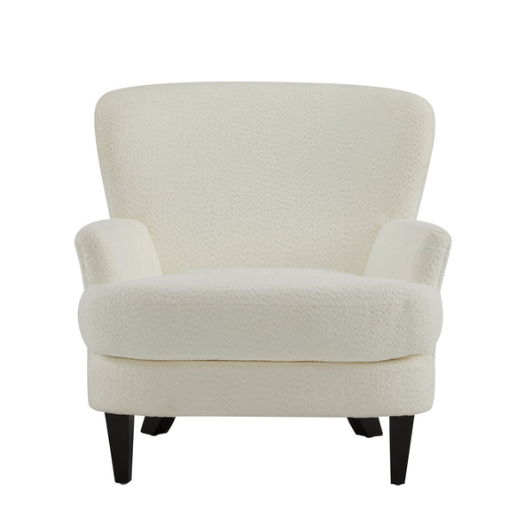 English Elm Christopher Knight Home® - Gerald Boucle Upholstered Club Chair with Tapered Birch Legs, Tonal Piping and Cozy Texture Off-White+Black 32.25 L x 27.75 W x 20.75 H N776P243710W