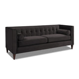 English Elm Jack 84" Modern Tuxedo Tufted Sofa, Dark Charcoal Grey Velvet