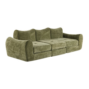 English Elm Modular Cloud Sectional Sofa Bed with Flannelette Upholstery for Flexible Living Green W1829S00075