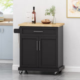 Christopher Knight Home® - Noble House - Batavia Contemporary Kitchen Cart with Wheels