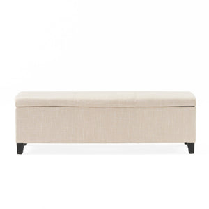 English Elm Upholstered Storage Ottoman with Solid Wood Legs Wide Hinged Bench for Living Rooms N757P414088B