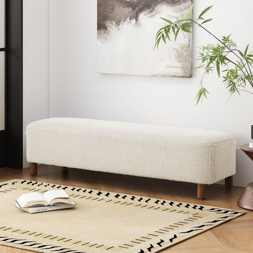 English Elm Comfortable Rectangular Bench Ottoman Foam Cushioned Pine Frame for Living Room Use N769P419107W