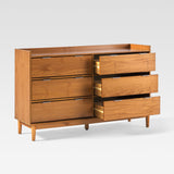 55.1" Solid Wood 6-Drawer Chest with Gallery Caramel LEEBDCA-T Walker Edison