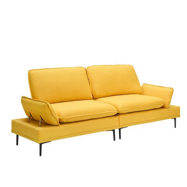 English Elm 89 Inch Premium Soft Yellow Sofa - Stylish, Compact Comfort For Apartment & Office Spaces, Modern Design W1658S00062
