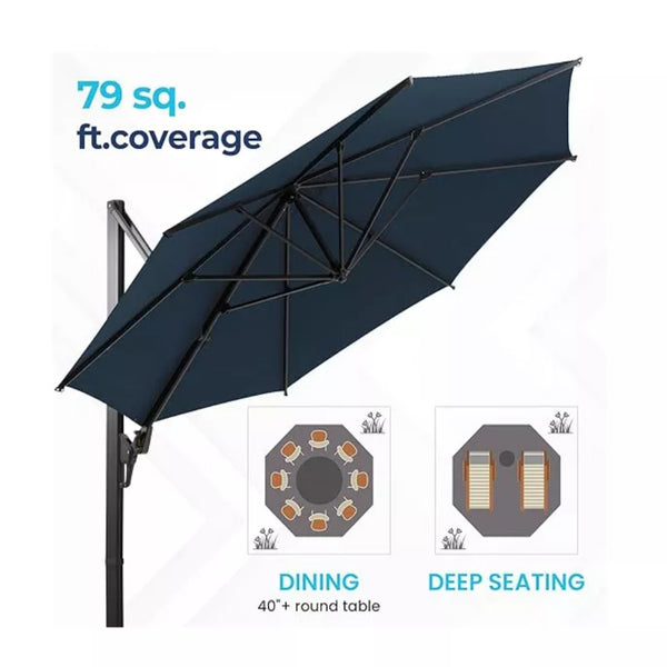English Elm 10 Ft Square Cantilever Patio Umbrella Upf 50 Plus Polyester Canopy 360 Rotation B082P454954