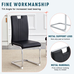 English Elm Set of 2 Gloss Pu Bow-back Dining Chairs with Ergonomic Curved Support for Modern Lofts Black W1512P491846