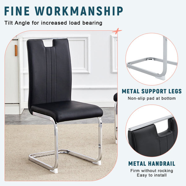 English Elm Set of 4 Bow Back Pu Leather Dining Chairs for Industrial Modern Kitchens W1512P491844