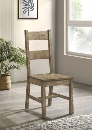 English Elm Set of 2 Solid Rubberwood Ladder Back Dining Chairs Farmhouse Oak Finish B016P446391