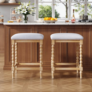 English Elm Christopher Knight Home® - 26''Counter 26'' Counter Stools Set Of 2 - Upholstered Foam-Padded Seats, Solid Acacia Wood Frame, Natural Finish N780P339749N
