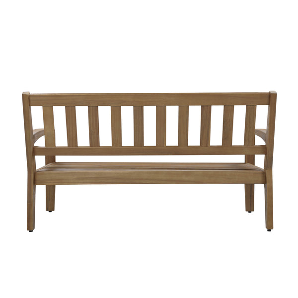English Elm 2-piece Outdoor Acacia Wood Loveseat Set with Water-resistant Cushions for Patio Decks 57976.00SETFGRY_57976.00SETCUSH-BEISKIN