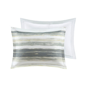 English Elm 8 Piece Printed Seersucker Comforter & Quilt Set In Yellow/Gray For Full/Queen – Cozy & Stylish! B03597254