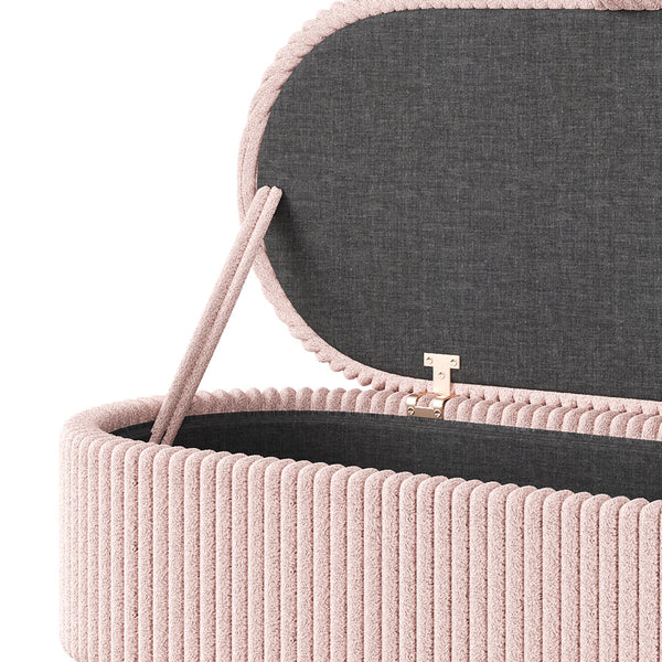 English Elm Modern Corduroy Upholstered Storage Bench with Lift Top Lid for Bedroom Entryway Pink N719P305624P