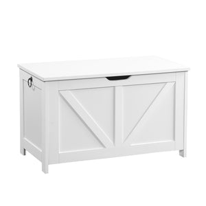 English Elm Storage Bench with Hinged Lid White Retro Box Organizer for Entryway or Bedroom Foot W3151P449053