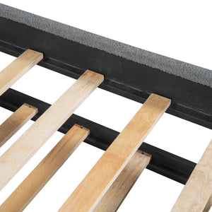 English Elm Teddy Twin Upholstered Platform Bed with Trundle, LED Smart Lighting, Plush Fleece, Sturdy Design Gray SF000055AAE