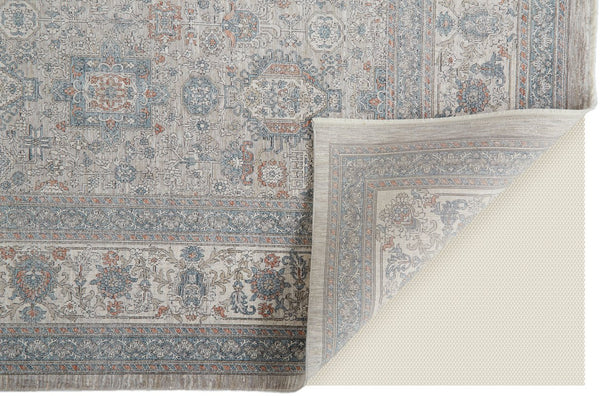 Feizy Rugs Marquette Elegant Power-loomed Rug With Traditional Persian Motifs - Stain Resistant And Durable Taupe,Silver,Blue Polyester,Acrylic Mrq3761fgrymltf06