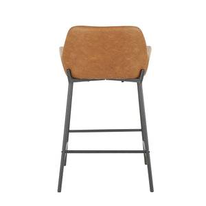 English Elm Counter Stools Set of 2 Industrial Black Metal Faux Leather Padded Kitchen Bar B202P221714