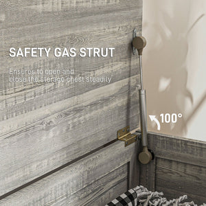 English Elm HOMCOM Farmhouse Storage Chest with Safety Gas Strut, 30" Lift-Top Blanket Trunk for Entryway Light Gray W2225P217730