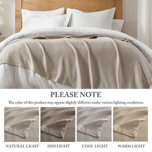 English Elm 1-piece King Cotton Woven Blanket Oeko-tex Certified Lightweight Layering Bedding Beige B035P408741