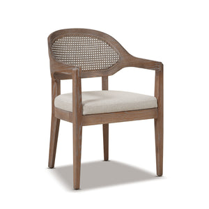 English Elm Jennifer Taylor Home - Americana Mid-Century Modern Cane Back Dining Chair - Taupe Beige Upholstery & Oak Frame Design B2719P238360