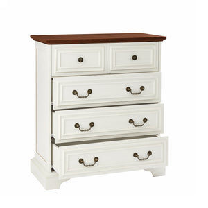 English Elm Modern White 5-Drawer Dresser Durable Engineered Wood Wide Chest Smooth Metal Slides Stable Base W1785P238909