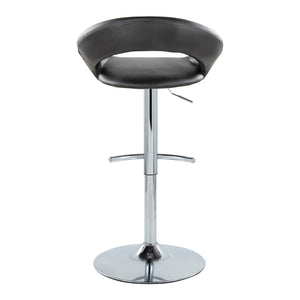 English Elm Posh Adjustable Barstool Set Of 2 With Chrome Base & Black Faux Leather - Stylish Swivel Comfort B202S00997-GIGA