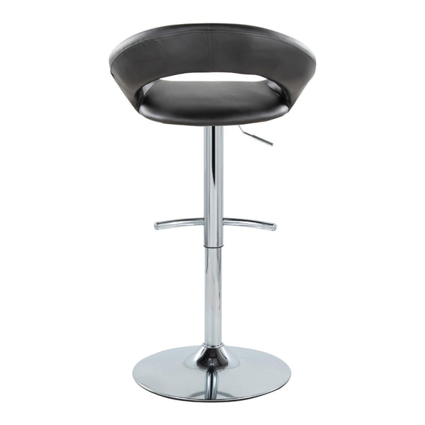 English Elm Posh Adjustable Barstool Set Of 2 With Chrome Base & Black Faux Leather - Stylish Swivel Comfort B202S00997-GIGA