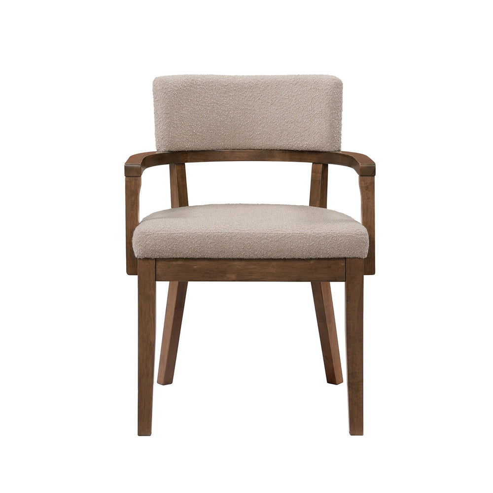 English Elm Christopher Knight Home® - Mid Mid Century Modern Boucle Dining Chairs with Wood Frame, U-Shape Arms, High-Density Foam Comfort khaki,Walnut N771P331337T